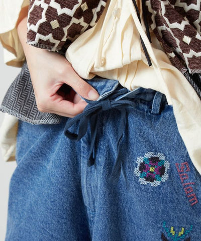 Silk Road Bell-Bottom Denim Pants