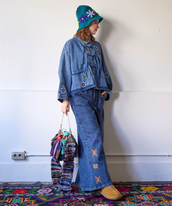 Silk Road Bell-Bottom Denim Pants