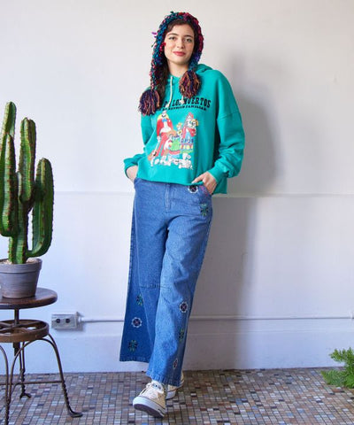 Silk Road Bell-Bottom Denim Pants