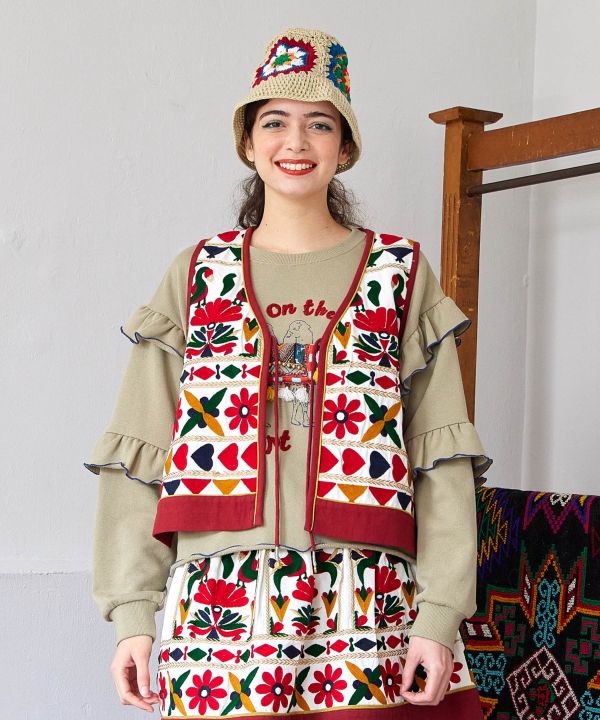 Embroidered Layering Vest