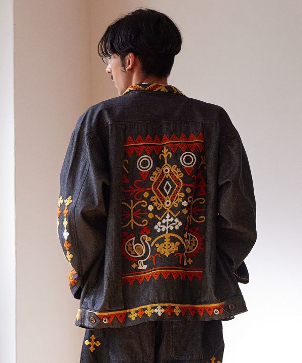 Bold Embroidered Denim Shirt for Men