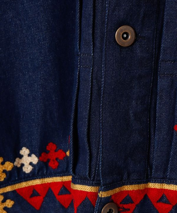 Bold Embroidered Denim Shirt for Men