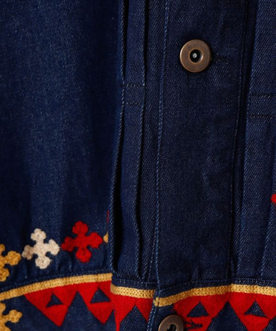 Bold Embroidered Denim Shirt for Men