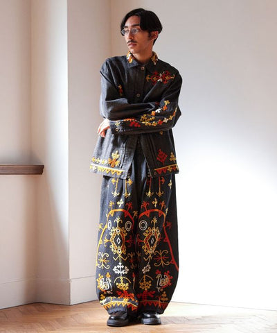 Bold Embroidered Denim Shirt for Men