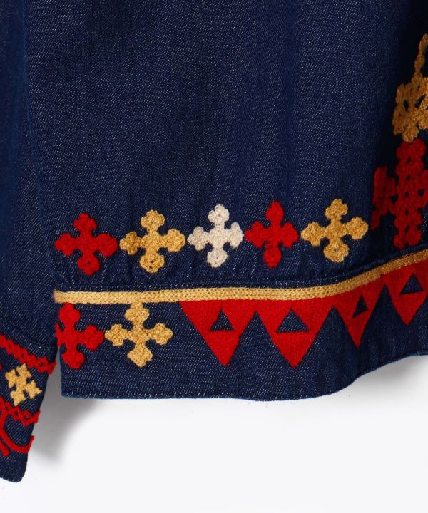 Bold Embroidered Denim Shirt for Men