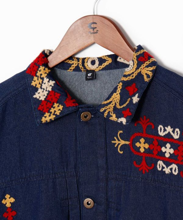 Bold Embroidered Denim Shirt for Men