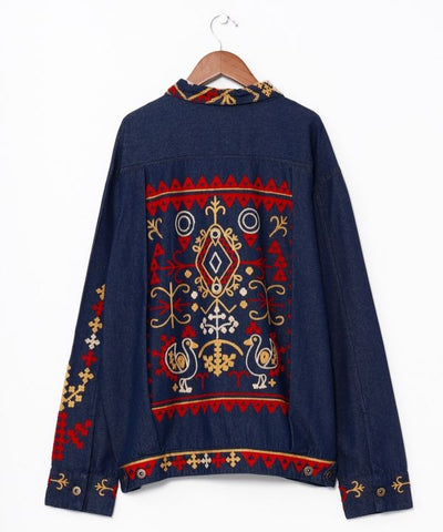 Bold Embroidered Denim Shirt for Men