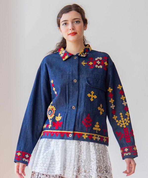 Bold Embroidered Denim Shirt