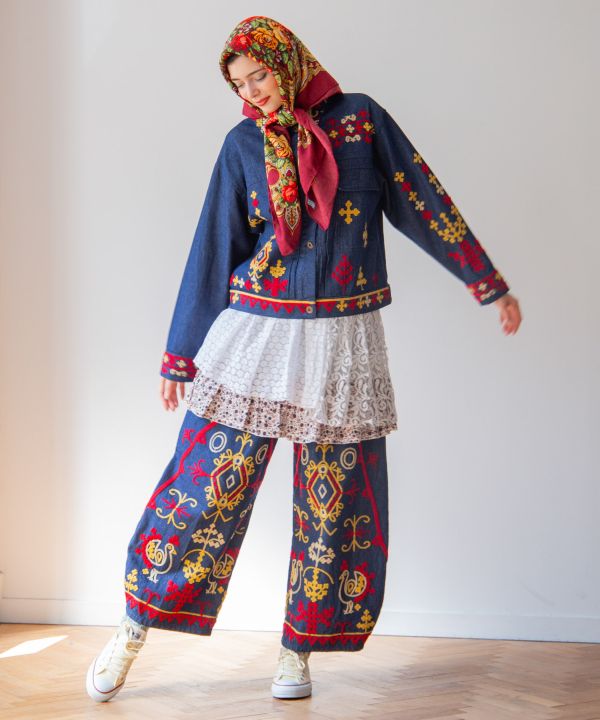 Bold Embroidered Denim Shirt