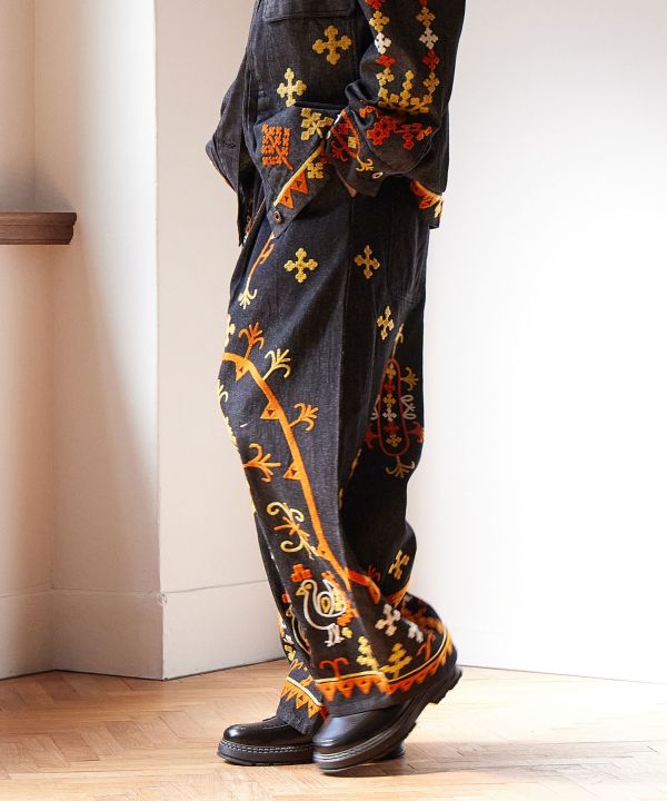 Bold Embroidered Denim Balloon Pants for Men