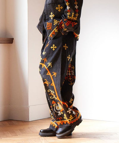 Bold Embroidered Denim Balloon Pants for Men