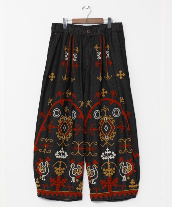 Bold Embroidered Denim Balloon Pants for Men