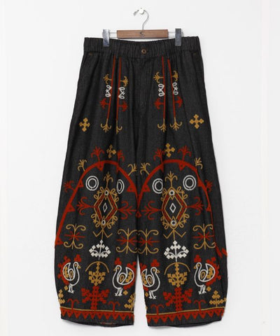 Bold Embroidered Denim Balloon Pants for Men