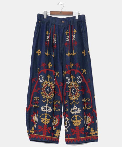 Bold Embroidered Denim Balloon Pants for Men