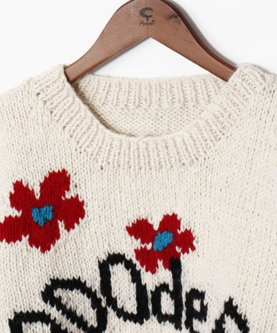 Chunky Hand Knit Floral Sweater