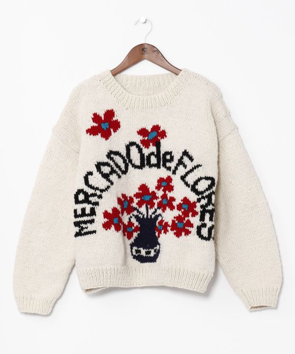 Chunky Hand Knit Floral Sweater