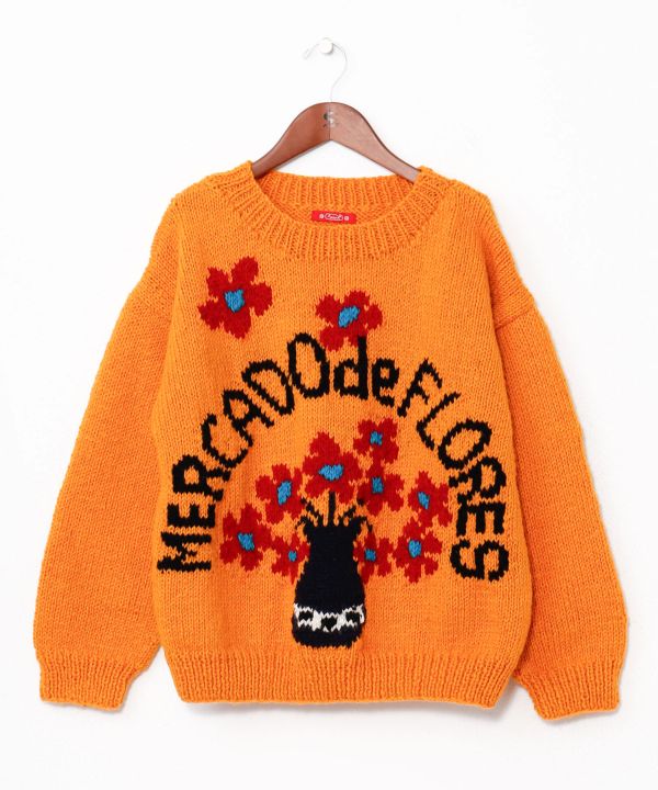 Chunky Hand Knit Floral Sweater