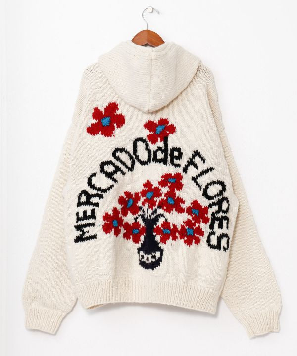 Chunky Hand Knit Floral Sweater for Men