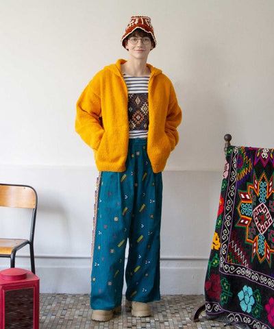 Chunky Hand Knit Floral Sweater for Men