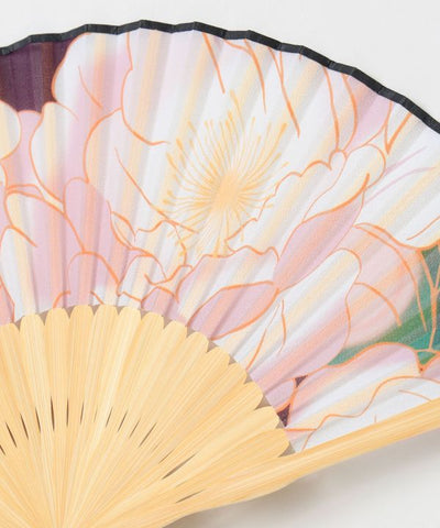 KICHIJI - Peony Motif Traditional Folding Fan by Kaya - Ametsuchi