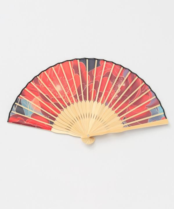 KICHIJI - Peony Motif Traditional Folding Fan by Kaya - Ametsuchi