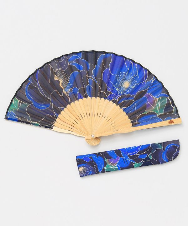 KICHIJI - Peony Motif Traditional Folding Fan