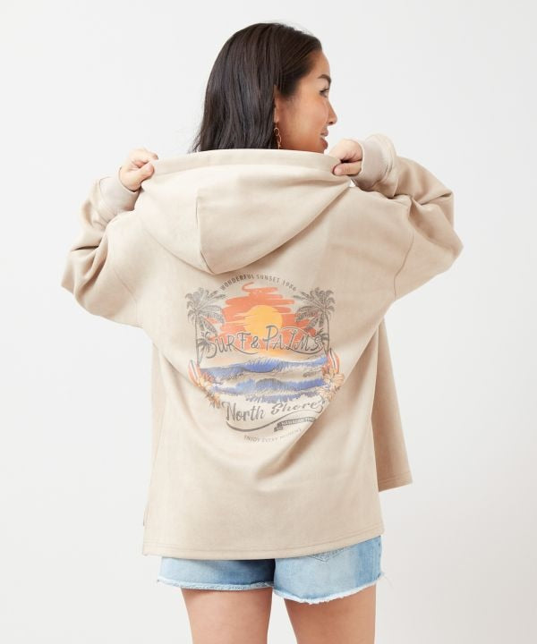 SURF＆Palms Suede Hoodie