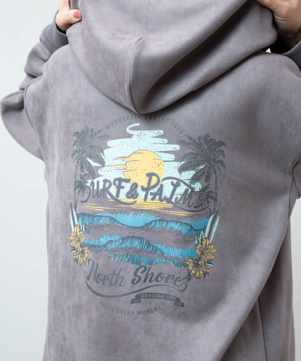 SURF＆Palms Suede Hoodie for Men