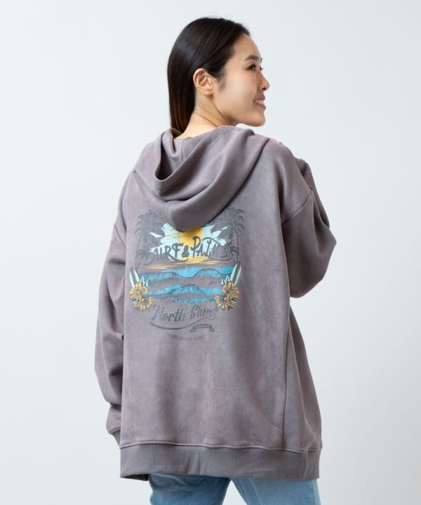 SURF＆Palms Suede Hoodie for Men
