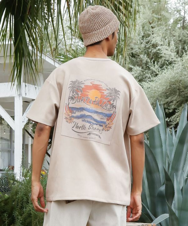 SURF＆Palms Suede T-Shirt for Men