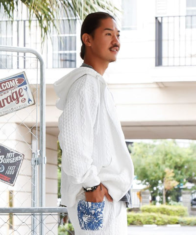 Textured Detail Men’s Zip Up Hoodie