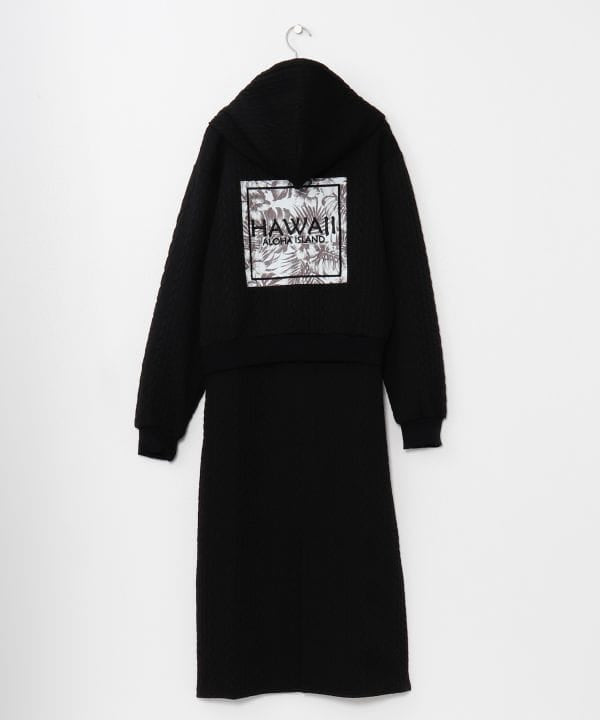 Textured Detail Zip Up Hoodie and Dress Set