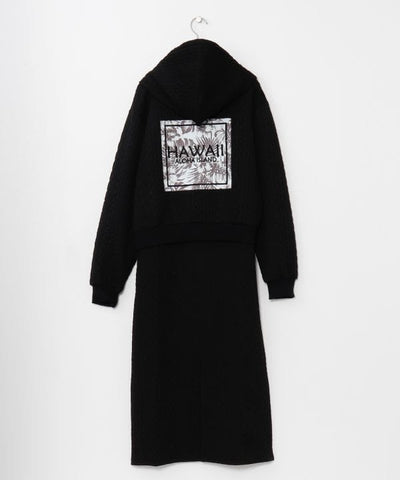 Textured Detail Zip Up Hoodie and Dress Set