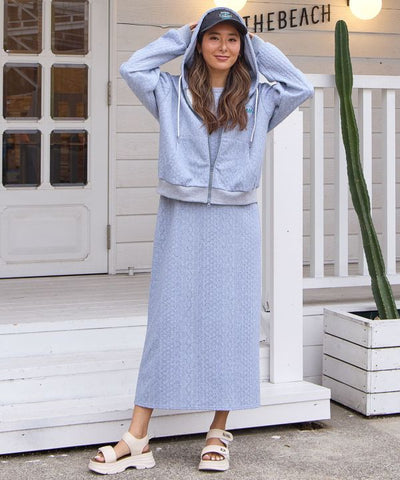 Textured Detail Zip Up Hoodie and Dress Set