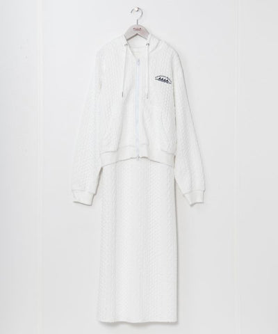 Textured Detail Zip Up Hoodie and Dress Set