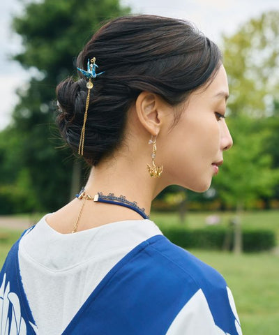 ORIGAMI Crane Kanzashi Hairpin