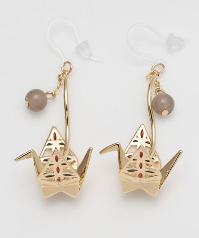 Metal Origami Crane Earrings