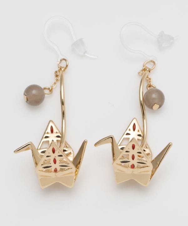Metal Origami Crane Earrings
