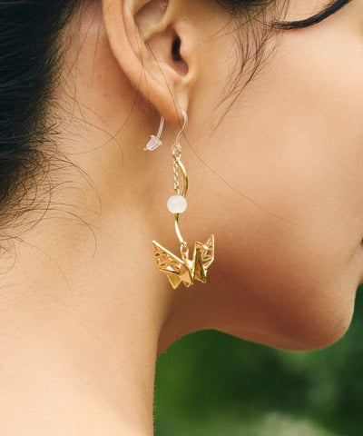 Metal Origami Crane Earrings