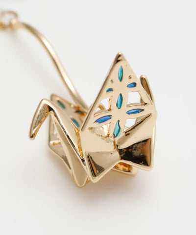 Metal Origami Crane Earrings