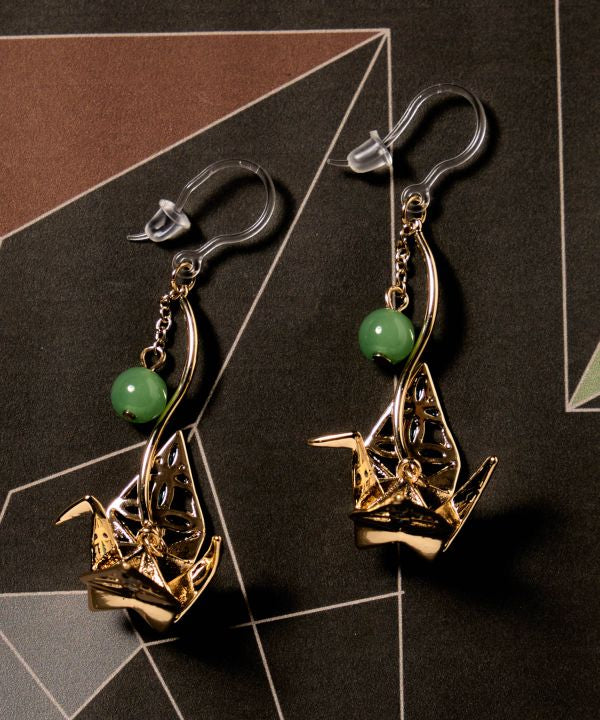 Metal Origami Crane Earrings