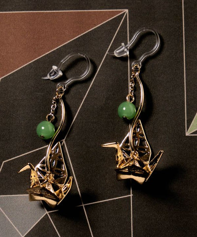 Metal Origami Crane Earrings