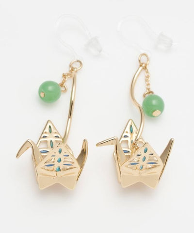 Metal Origami Crane Earrings