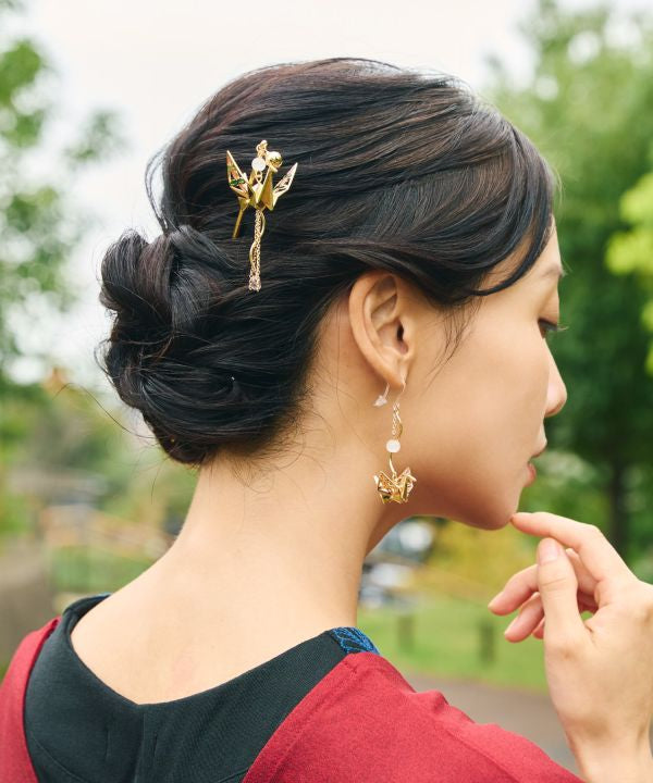Metal Origami Crane KANZASHI Hairpin
