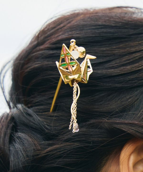 Metal Origami Crane KANZASHI Hairpin