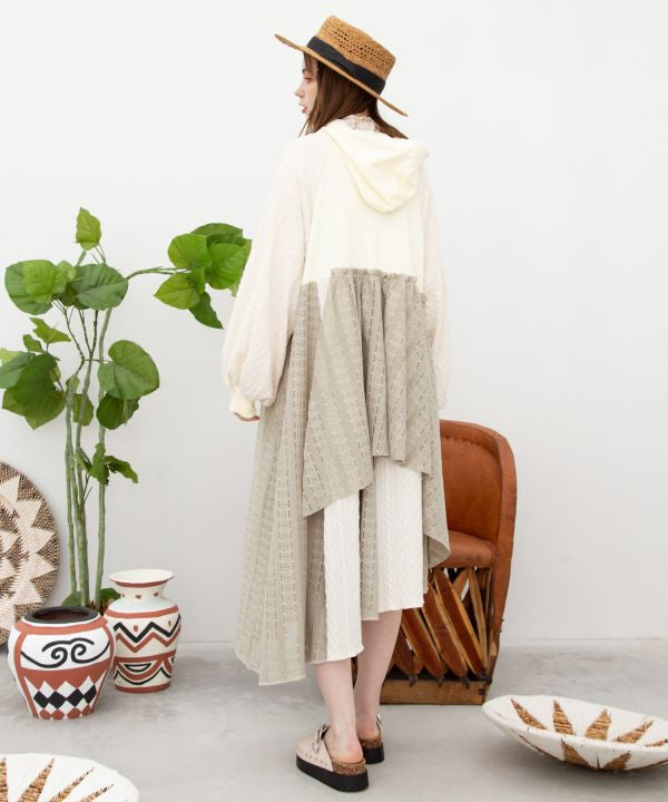 Vintage-Style Patchwork Hoodie Dress