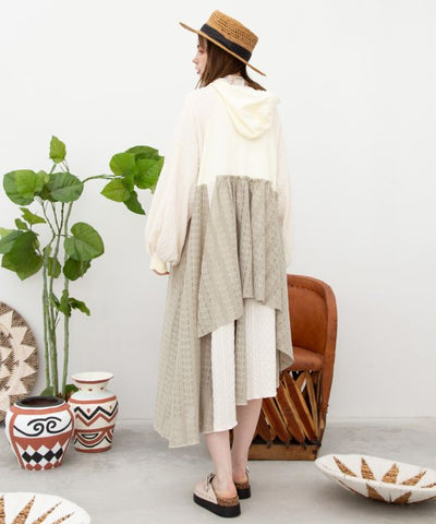 Vintage-Style Patchwork Hoodie Dress