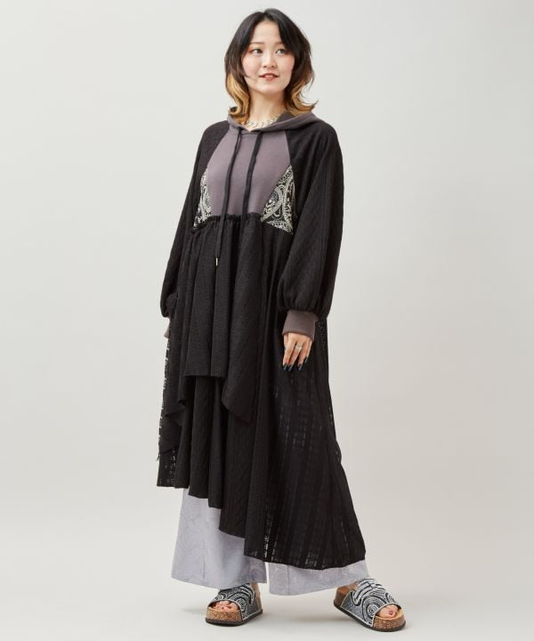 Vintage-Style Patchwork Hoodie Dress