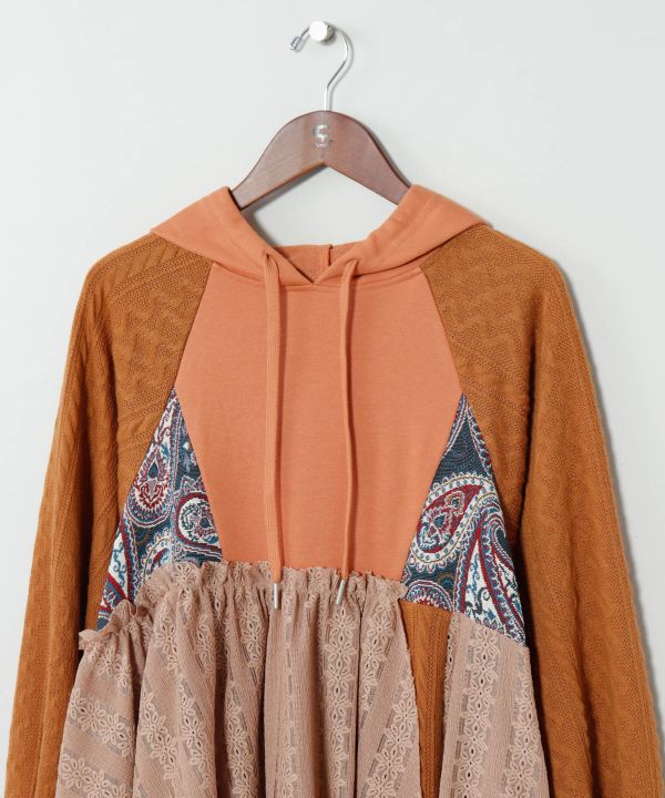Vintage-Style Patchwork Hoodie Dress