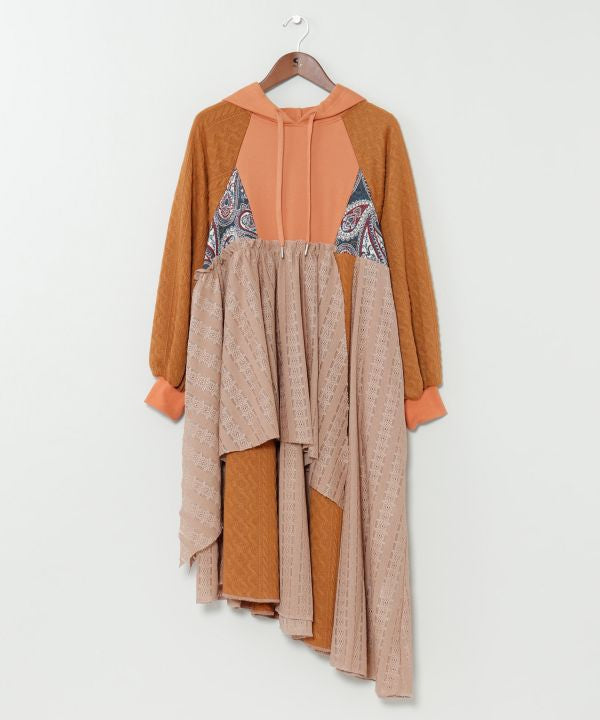 Vintage-Style Patchwork Hoodie Dress